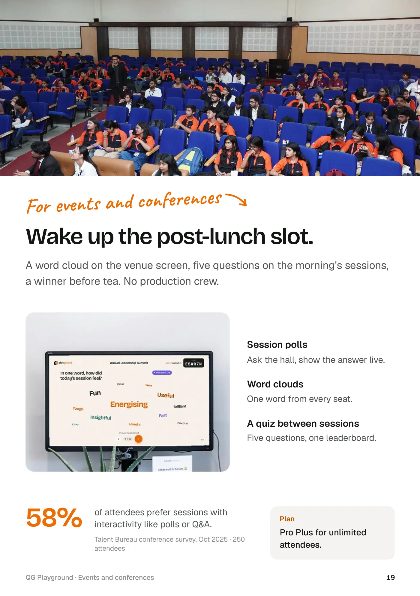 Page 19: For events and conferences